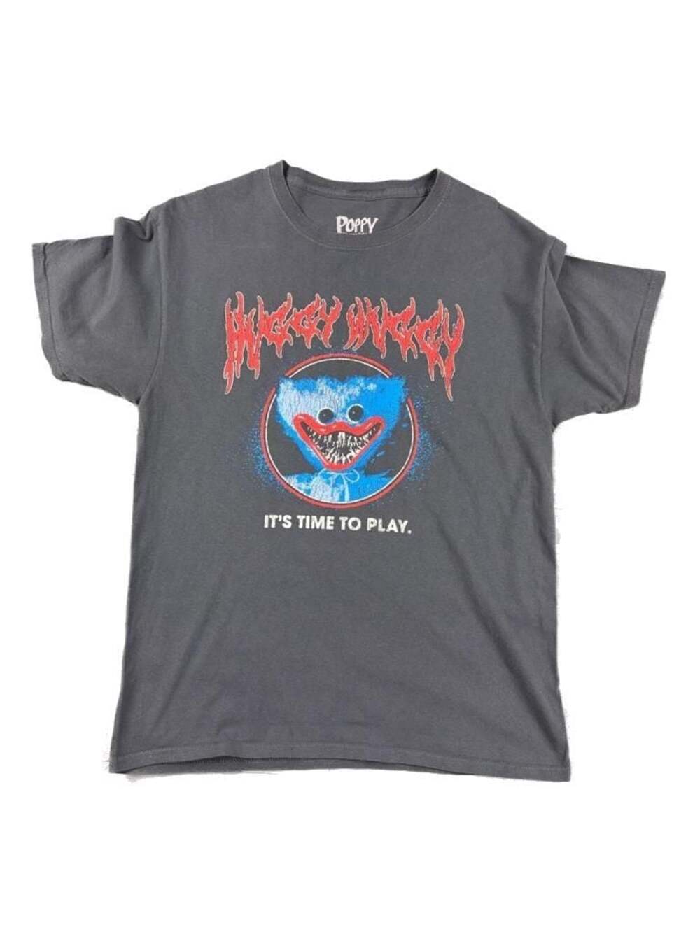 Poppy Playtime Huggy Wuggy "It's Time To Play" Graphic T-Shirt, Size Medium.